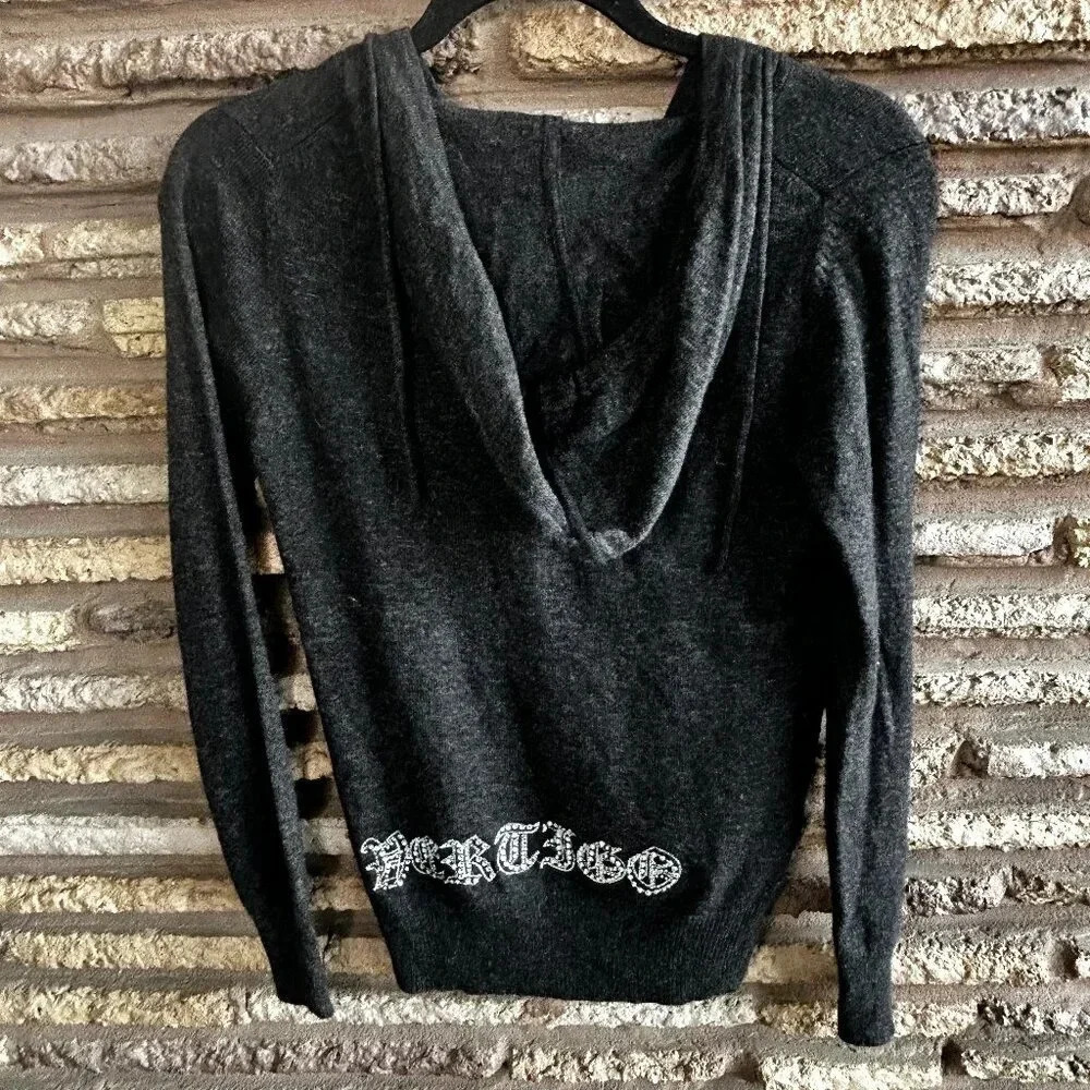 Vertigo Paris Gray Wool Angora Cashmere Blend Hoodie Sweater Size Small